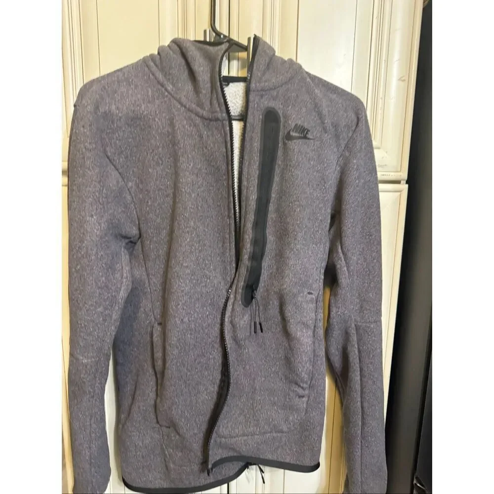 Nike Youth Fleece Sportswear Tech Fleec Full Zip Winterized Hoodie Gray Size XS